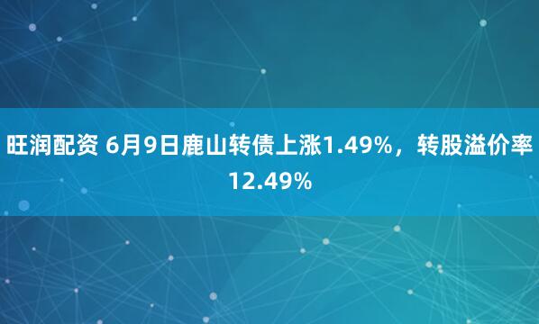 旺润配资 6月9日鹿山转债上涨1.49%，转股溢价率12.49%